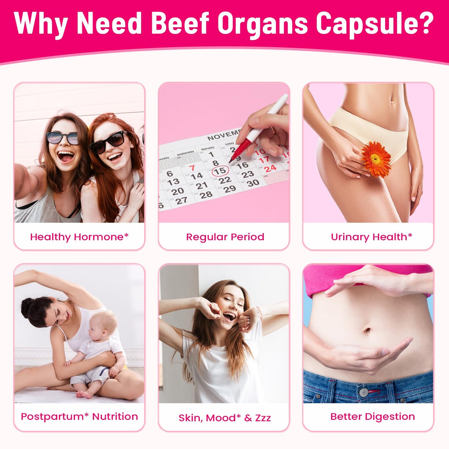 12-In-1 Beef Organ Supplement for Women - Beef Liver, Uterus, Kidney, Heart, Pancreas, 5 Vitamins & 2 Herbs, Hormone Balance, Menstruation, Energy, Immune - 100% Grass Fed, Pasture Raise - 120 Caps - Maple Wellness Supplements