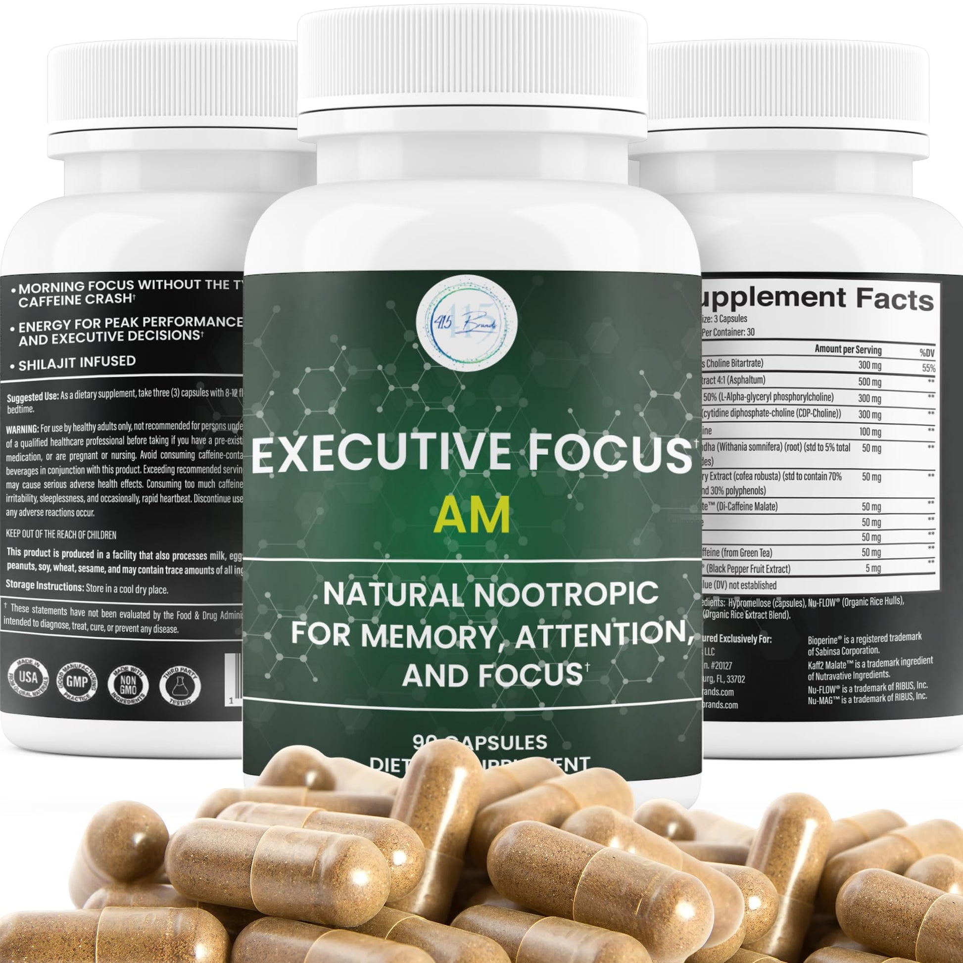 12-in-1 Natural Nootropic Brain Supplement for Memory and Focus, Nootropic for Men & Women, Brain Support Pill for Adults, Brain Vitamins - Focus 30 Day Supply - Maple Wellness Supplements