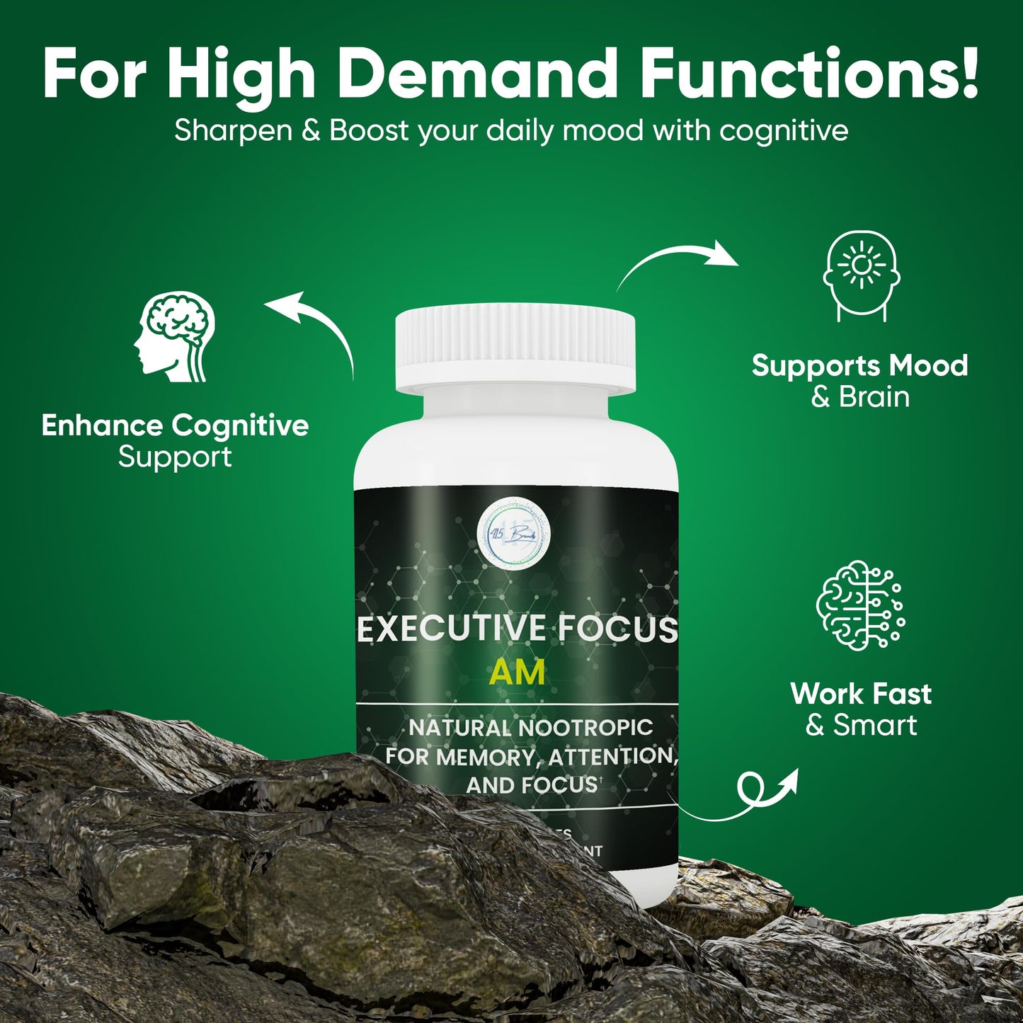 12-in-1 Natural Nootropic Brain Supplement for Memory and Focus, Nootropic for Men & Women, Brain Support Pill for Adults, Brain Vitamins - Focus 30 Day Supply - Maple Wellness Supplements