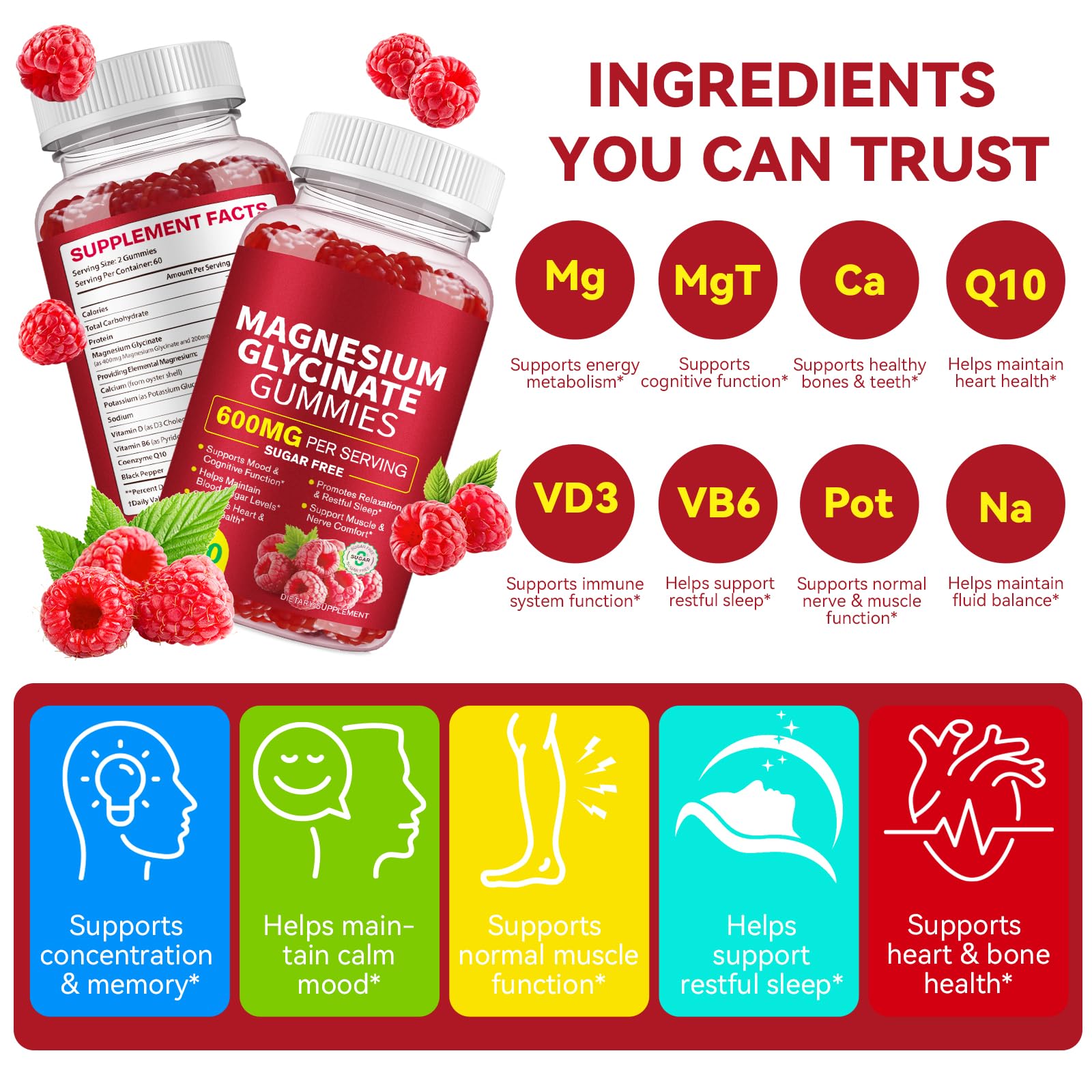 120 Count Magnesium Glycinate Gummies 600mg for Adults, Supports Relaxation, Magnesium Glycinate Chewable, - Maple Wellness Supplements
