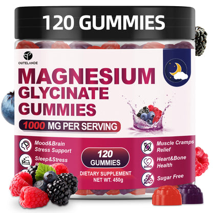 120 CT Magnesium Glycinate Gummies 1000 mg for Women and Men, Magnesium Malate & Taurate Supplements for Sleep, Body Support and Relaxation, Sugar Free - Maple Wellness Supplements