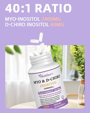 13-in-1 Myo Inositol & D-Chiro Inositol for Women PCOS,Hormonal Balance,2460mg-40:1 Ratio,Ovarian Health&Cycle Support Supplement Plus Alpha Lipoic Acid/Folate/Vitex/Magnesium/Multivitamin,120 Veg Cap - Maple Wellness Supplements