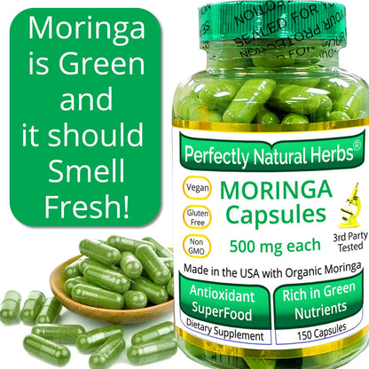 150 Moringa Capsules Made With USDA Certified Organic Moringa Leaf Powder - Maple Wellness Supplements