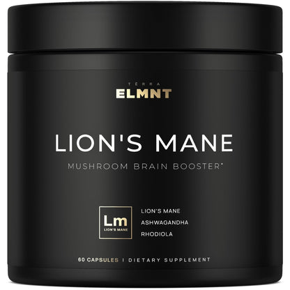 16x Strength Lions Mane Supplement Capsules Super Nootropic w. Ashwagandha & Rhodiola - Highest Potency 16:1 Lion's Mane Mushroom Extract 50% Polysaccharides - Maple Wellness Supplements