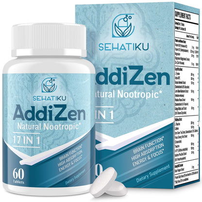 17-in-1 Brain Supplement for Memory and Focus | Natural Nootropics Brain Supplement for Brain Cognition, Energy | High Absorption | L-Theanine, Phytonutrient Blend and Vitamins B6, B12 | 60 Tablets - Maple Wellness Supplements