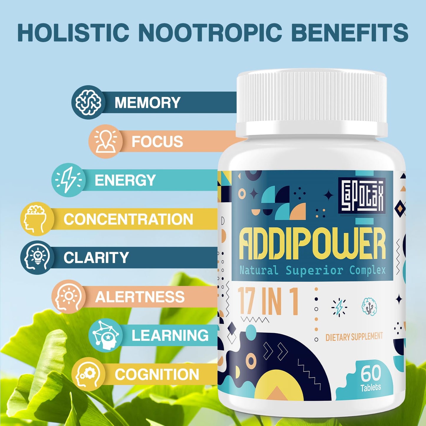 17-in-1 Brain Supplement for Memory and Focus | Nootropic Brain Supplement for Mental Clarity, Concentration, Alertness | Natural Nootropics with Herbal Extracts, Vitamins & Amino Acids (120 Tablets) - Maple Wellness Supplements