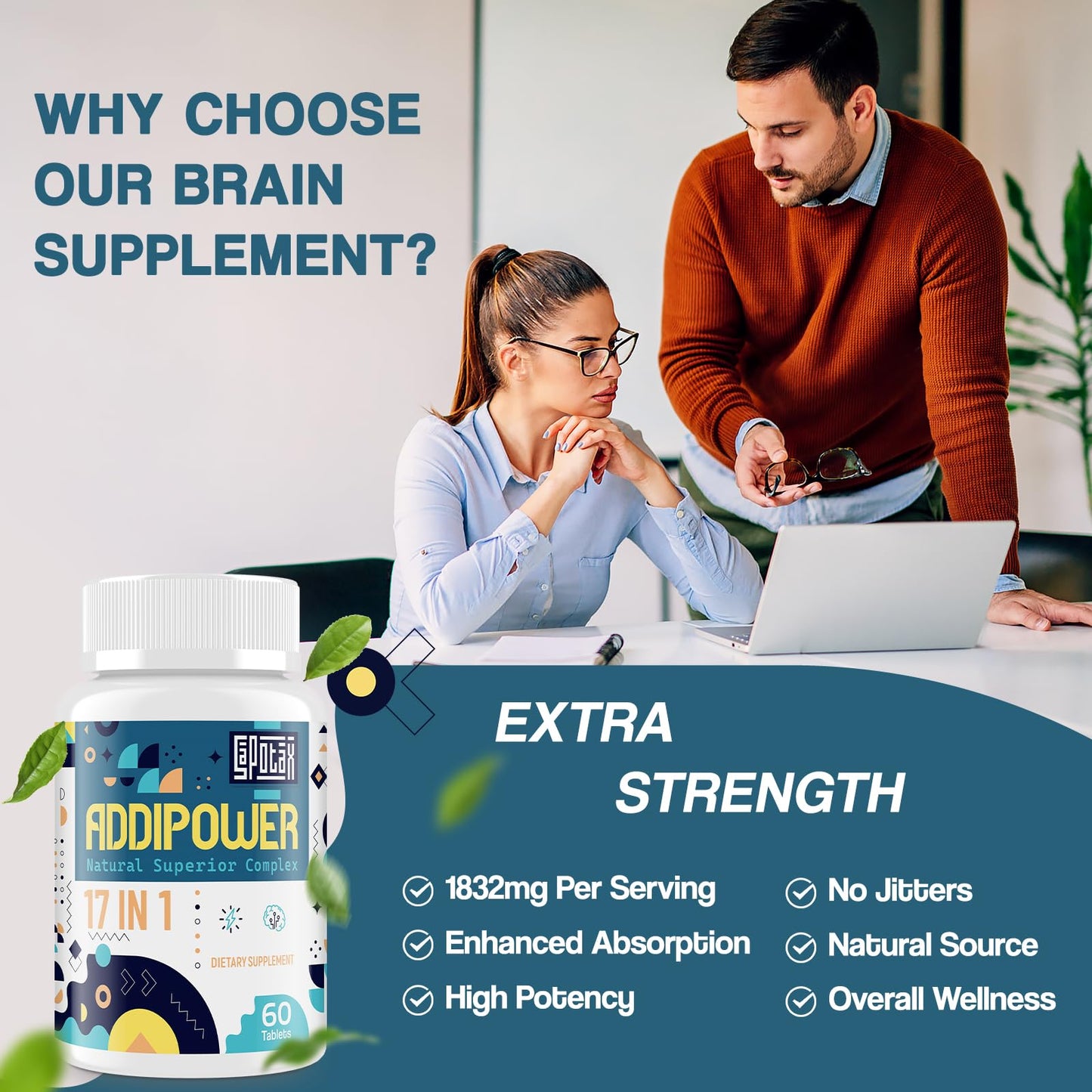 17-in-1 Brain Supplement for Memory and Focus | Nootropic Brain Supplement for Mental Clarity, Concentration, Alertness | Natural Nootropics with Herbal Extracts, Vitamins & Amino Acids (120 Tablets) - Maple Wellness Supplements