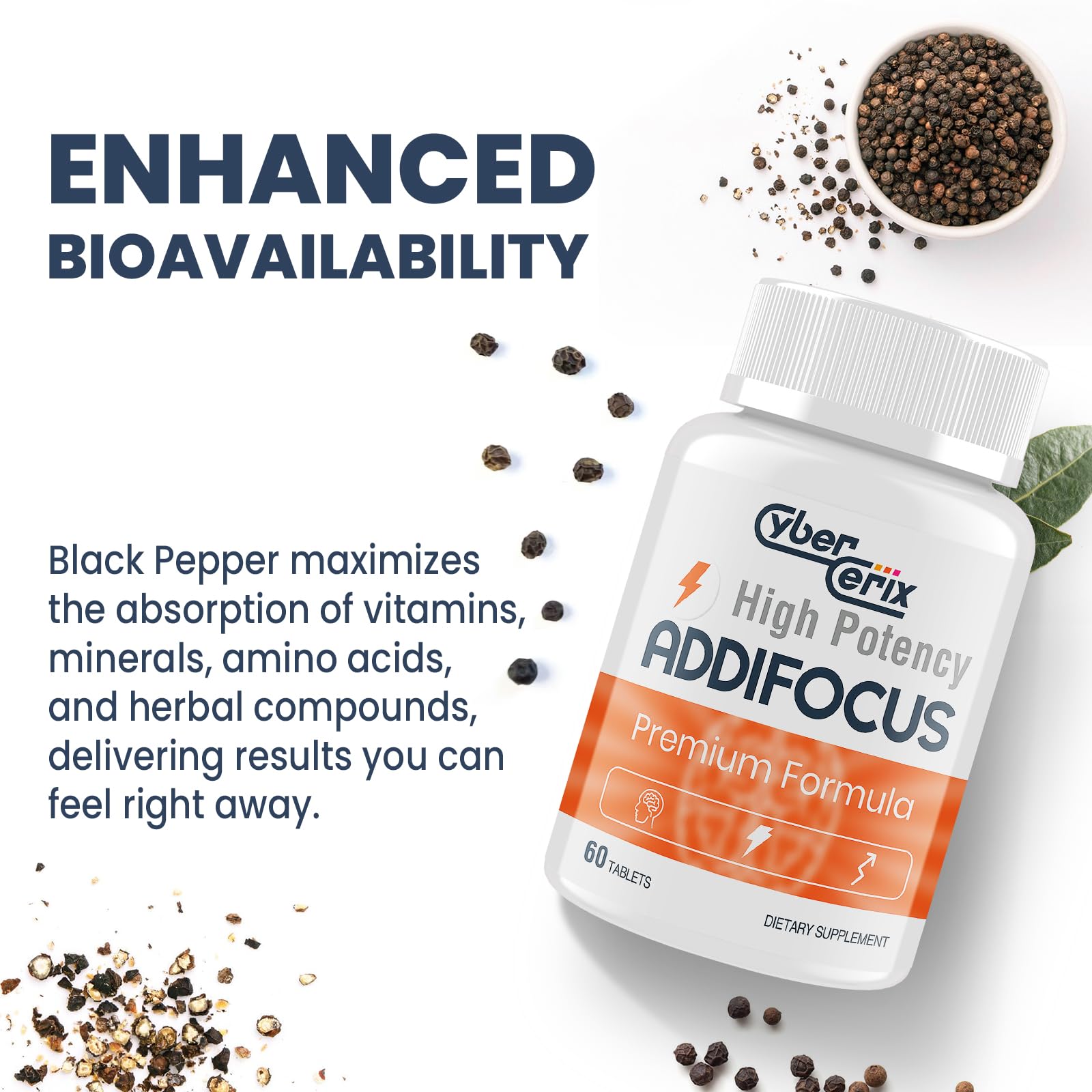 17-in-1 Supplement for Memory and Focus - Supplement for Concentration, Clarity, Energy & Focus - Natural Caffeine Blend with Vitamins, Amino Acids & Herbal Extracts - 60 Tablets - Maple Wellness Supplements