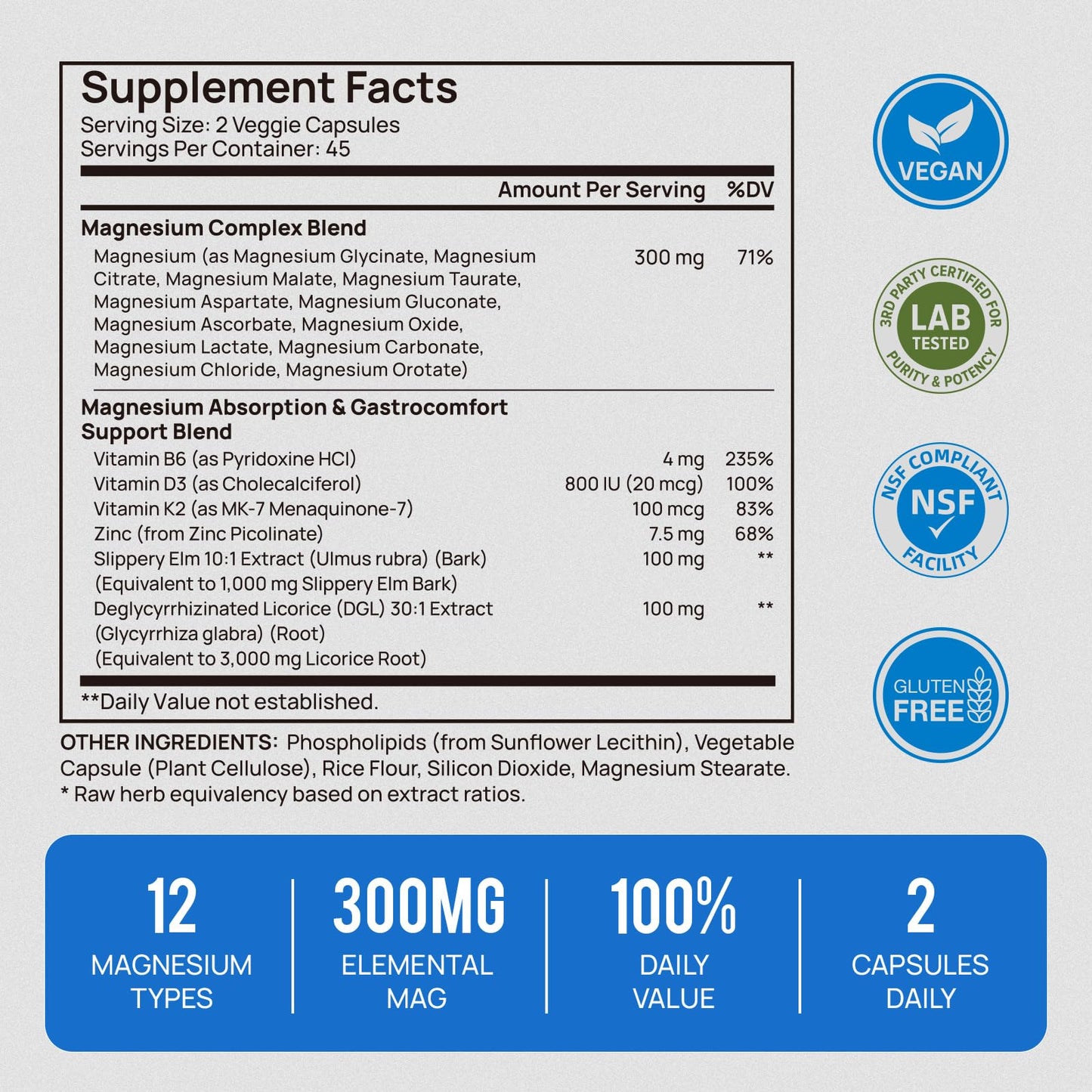 18 in 1 Magnesium Complex for Women and Men | Liposomal Magnesium Supplement with Glycinate, Citrate, Malate, Taurate, D3 & K2 | High Absorption for Muscle, Sleep, Bone, Nerve Support | 90 Capsules - Maple Wellness Supplements