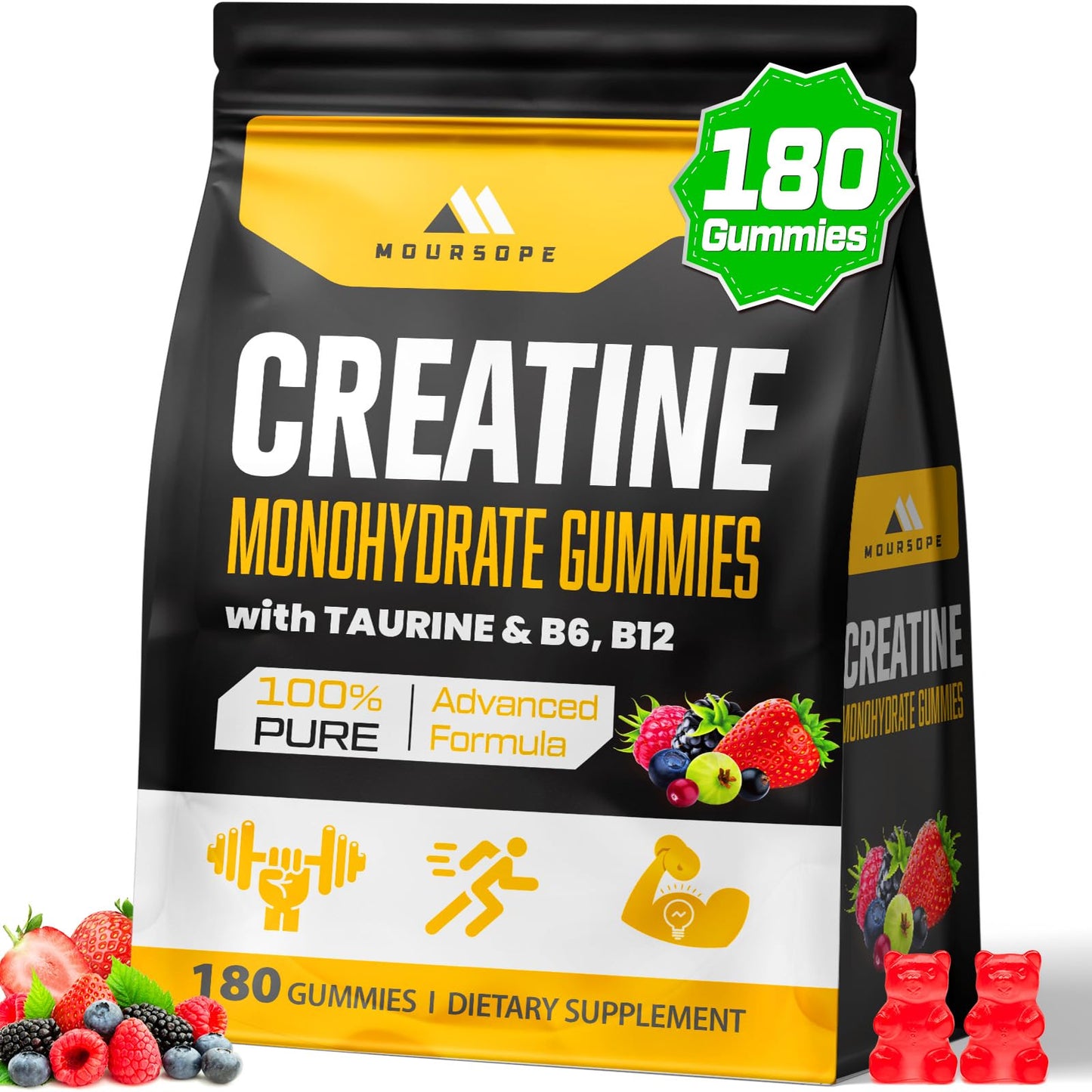 (180 Count) Creatine Monohydrate Gummies for Men & Women - Creatine Pre Workout Gummies for Muscle Builder, Muscle Strength, Recovery, Endurance, Energy, - Maple Wellness Supplements