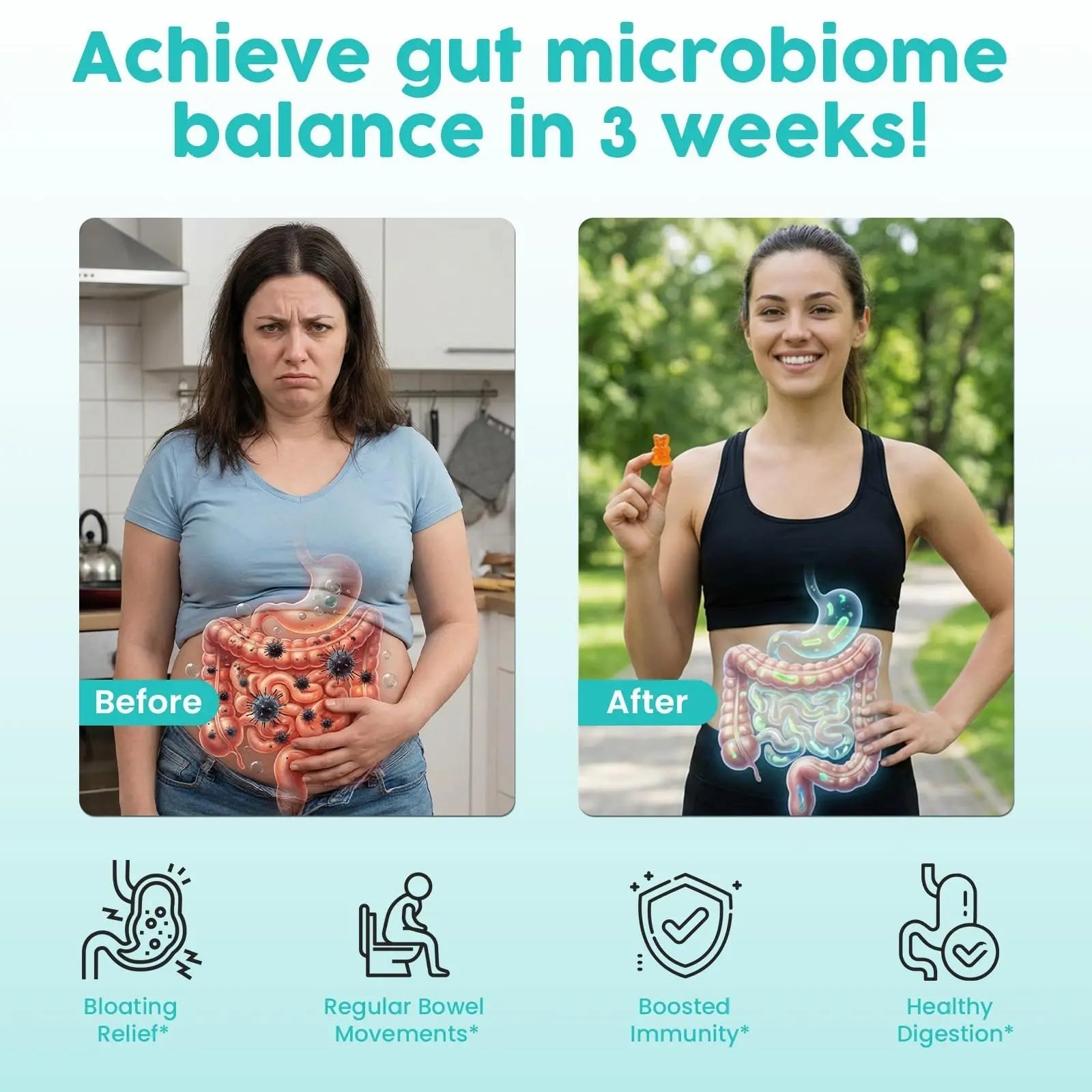 (180 Count) Probiotic Gummies, 19 in 1 Prebiotics Postbiotic Probiotic Gummies, 100 Billion CFU Probiotics for Women Men, Complete Immune, Gut & Digestive Support*, Sugar Free, Vegan - Maple Wellness Supplements