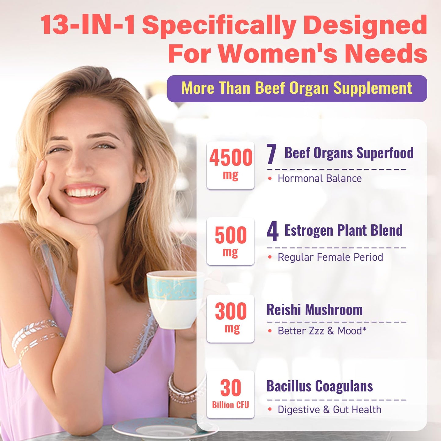 (180 Gummies) Beef Organ Supplement for Women - 5300mg Beef Liver, Kidney, Uterus & 10 More, for Hormone Balance, Menstruation, Energy, Immunity, Gut & Skin Health - 100% Grass Fed & Pasture Raise - Maple Wellness Supplements