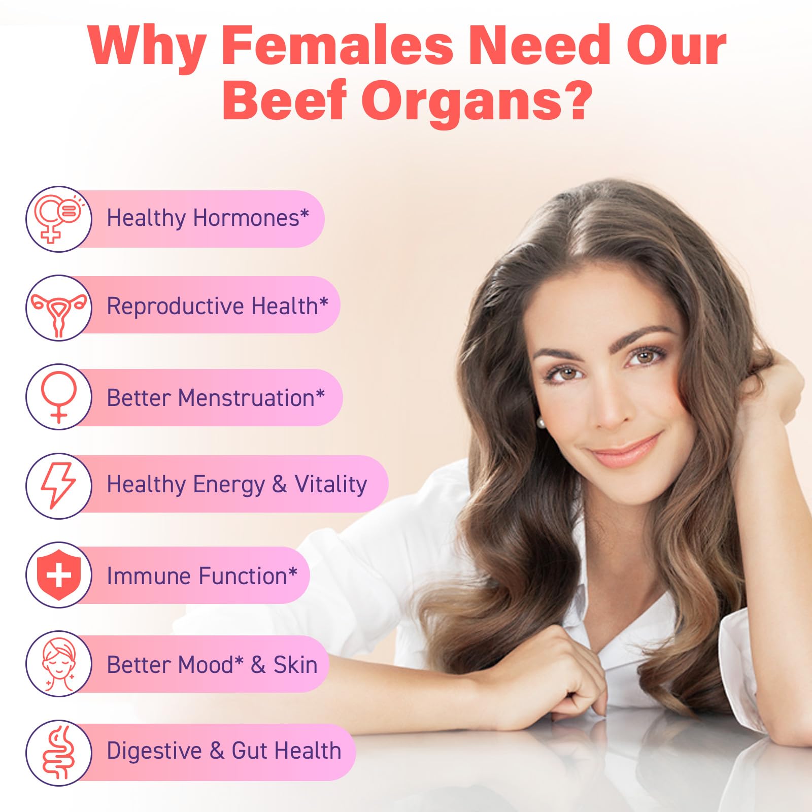 (180 Gummies) Beef Organ Supplement for Women - 5300mg Beef Liver, Kidney, Uterus & 10 More, for Hormone Balance, Menstruation, Energy, Immunity, Gut & Skin Health - 100% Grass Fed & Pasture Raise - Maple Wellness Supplements