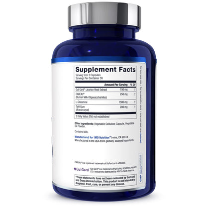 1MD Nutrition GutMD - L-Glutamine Capsules w/Prebiotic for Gut Health - L Glutamine Supplement - Supports Healthy Digestive - Maple Wellness Supplements