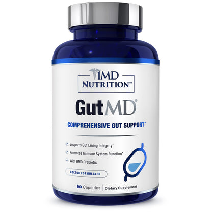1MD Nutrition GutMD - L-Glutamine Capsules w/Prebiotic for Gut Health - L Glutamine Supplement - Supports Healthy Digestive - Maple Wellness Supplements