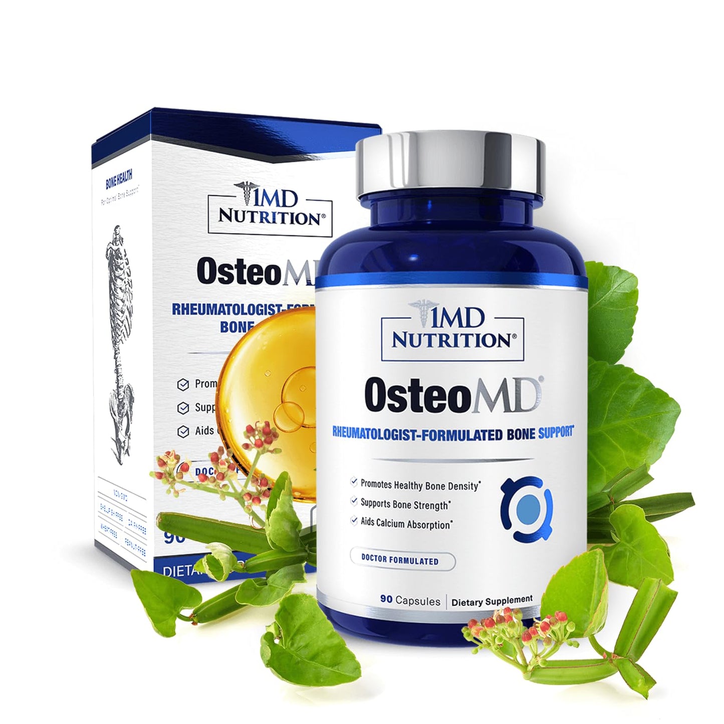 1MD Nutrition OsteoMD for Comprehensive Support - Supplement for Women and Men - Promote Density w/Vitamin D - Hydroxyapatite - Maple Wellness Supplements