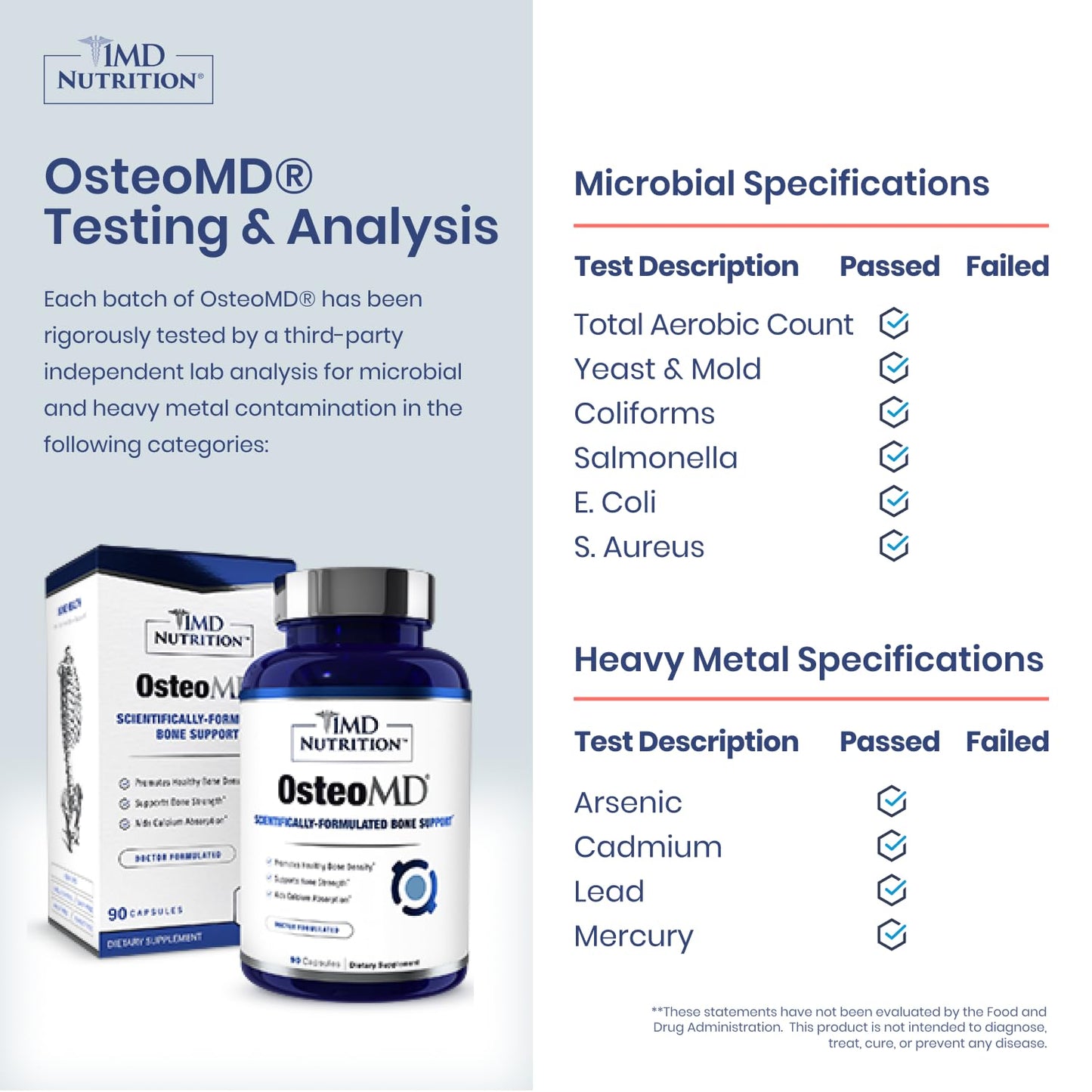 1MD Nutrition OsteoMD for Comprehensive Support - Supplement for Women and Men - Promote Density w/Vitamin D - Hydroxyapatite - Maple Wellness Supplements