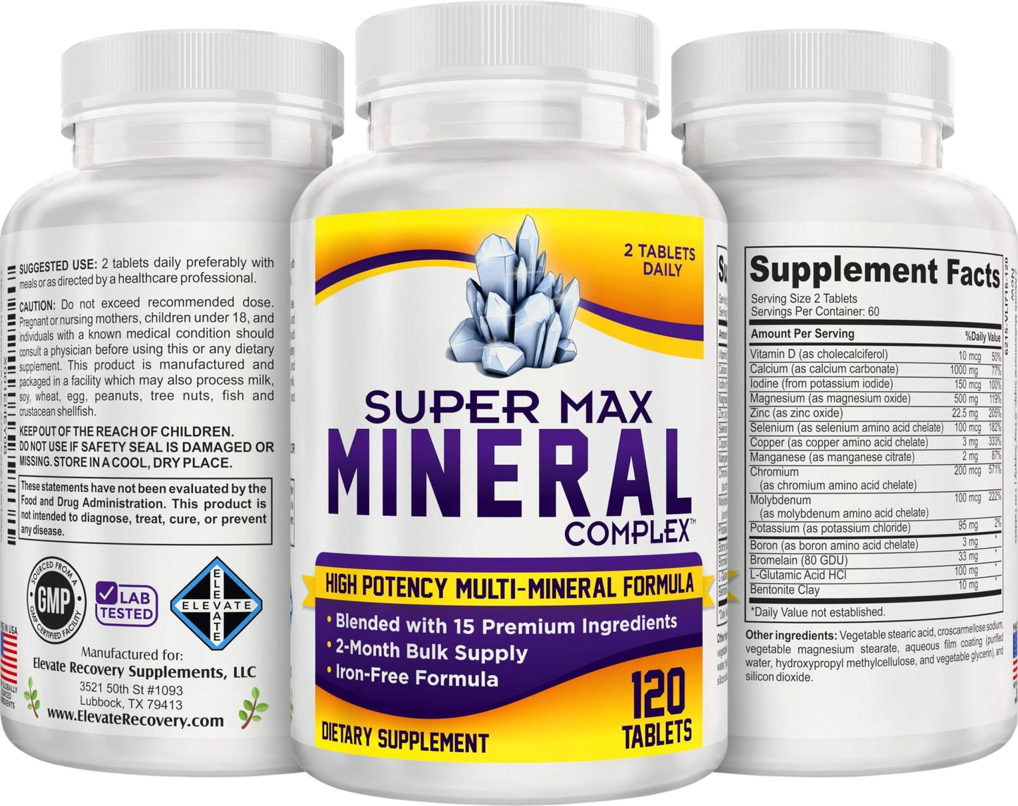 2-Month Multimineral Supplement Support Iron-Free Formula | Daily Multiminerals | Multi-Mineral Supplements | Minerals Complex | 60-Day Bulk Supply | 120 Tablets - Maple Wellness Supplements
