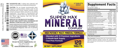 2-Month Multimineral Supplement Support Iron-Free Formula | Daily Multiminerals | Multi-Mineral Supplements | Minerals Complex | 60-Day Bulk Supply | 120 Tablets - Maple Wellness Supplements