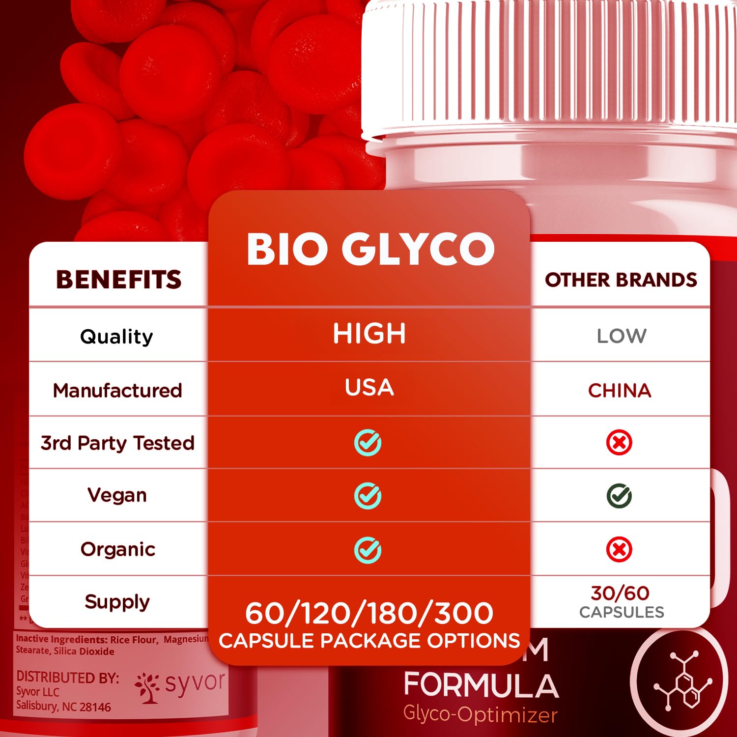 (2 Pack) Bio Glyco Capsules, Official BioGlyco Blood Health Support Pills with All Natural Ingredients, Advanced Blood Optimizer with Maximum Strength Premium Vitamins for Women & Men (120 Capsules) - Maple Wellness Supplements