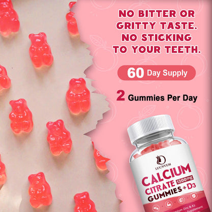 (2 Pack) Calcium Citrate 1200mg with Vitamin D3 Supplements Gummies for Women & Men, Calcium Gummies with Vitamin D3 K2, High Absorption - Maple Wellness Supplements
