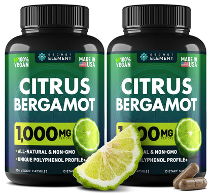 (2 PACK) Citrus Bergamot Extract 1000mg - Citrus Bergamot Supplement for Circulatory Health, Immunity, and Graceful Aging - 2x the potency of Citrus Bergamot 500mg - Maple Wellness Supplements