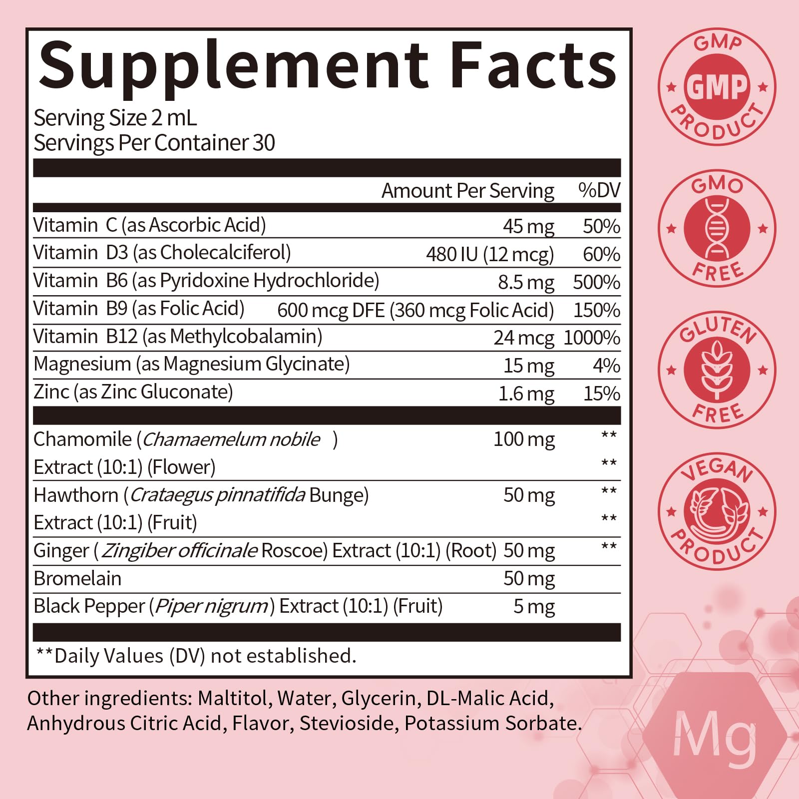 (2 Pack) Magnesium Glycinate Liquid with Chamomile, Hawthorn & Ginger for Stress Relief and Digestive Comfort, Fast Absorption, Non-GMO, Vegan Formula, Sugar Free, Strawberry Flavor, 4 Fl OZ - Maple Wellness Supplements