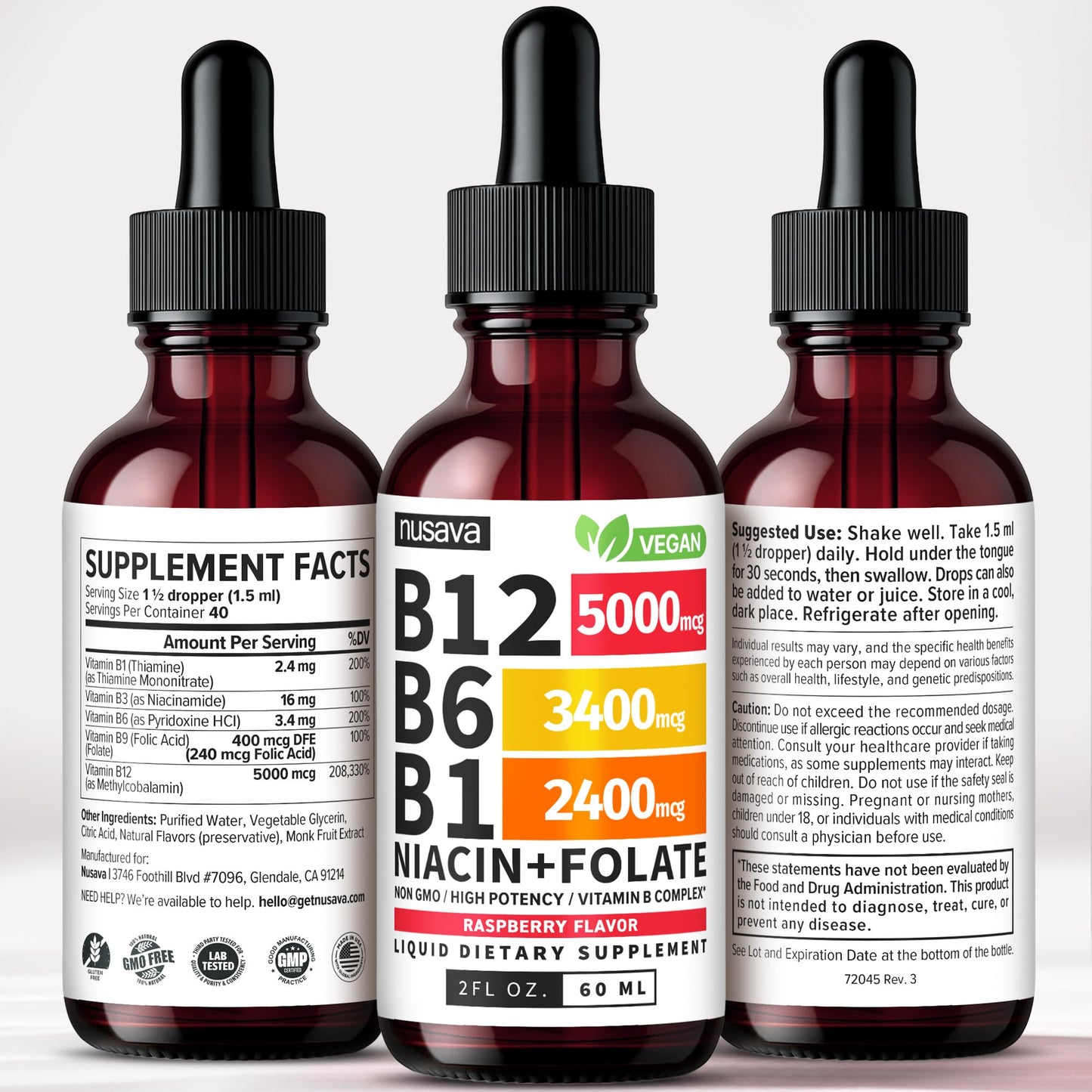 (2 Pack) Vitamin B12 and B6 Liquid Drops, B12 Sublingual Vitamin B Complex - B 12 Vitamin 5000mcg - B12 Methylcobalamin for Energy - Maple Wellness Supplements