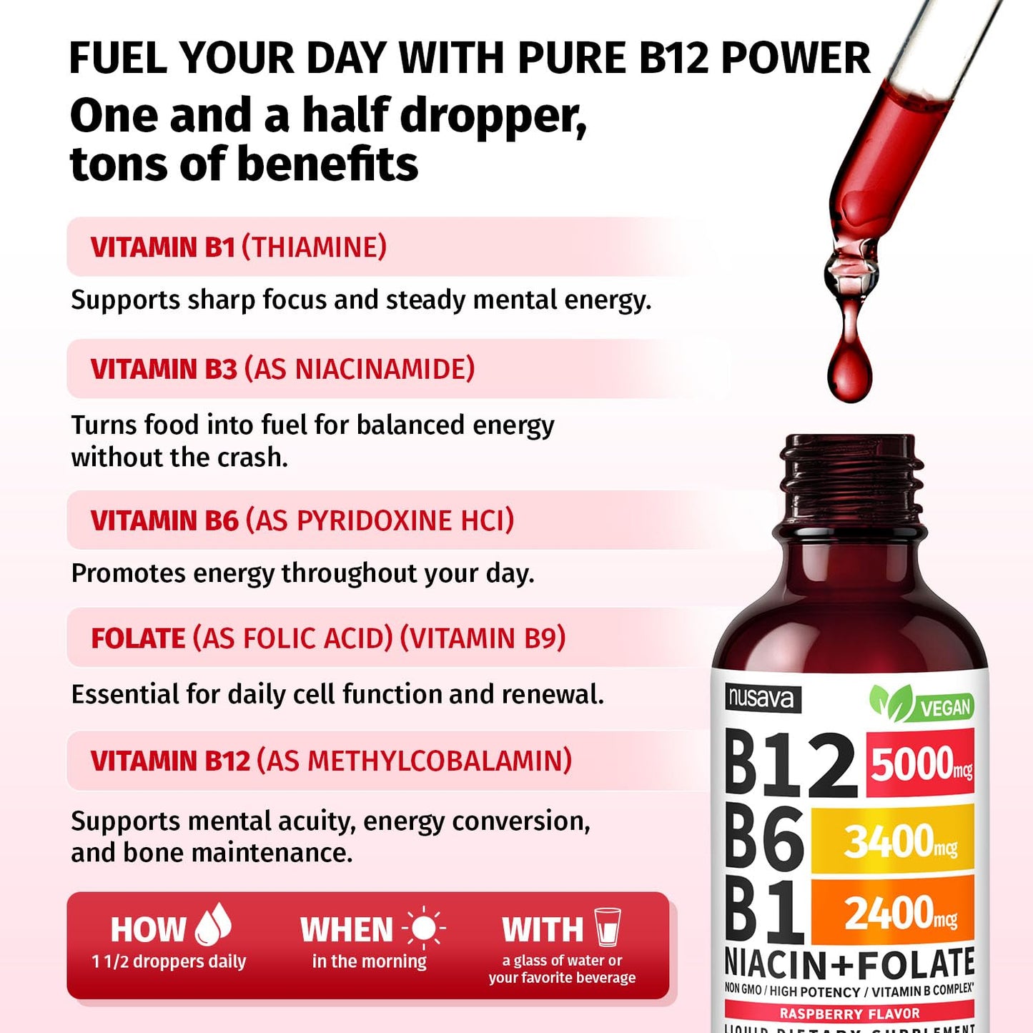 (2 Pack) Vitamin B12 and B6 Liquid Drops, B12 Sublingual Vitamin B Complex - B 12 Vitamin 5000mcg - B12 Methylcobalamin for Energy - Maple Wellness Supplements