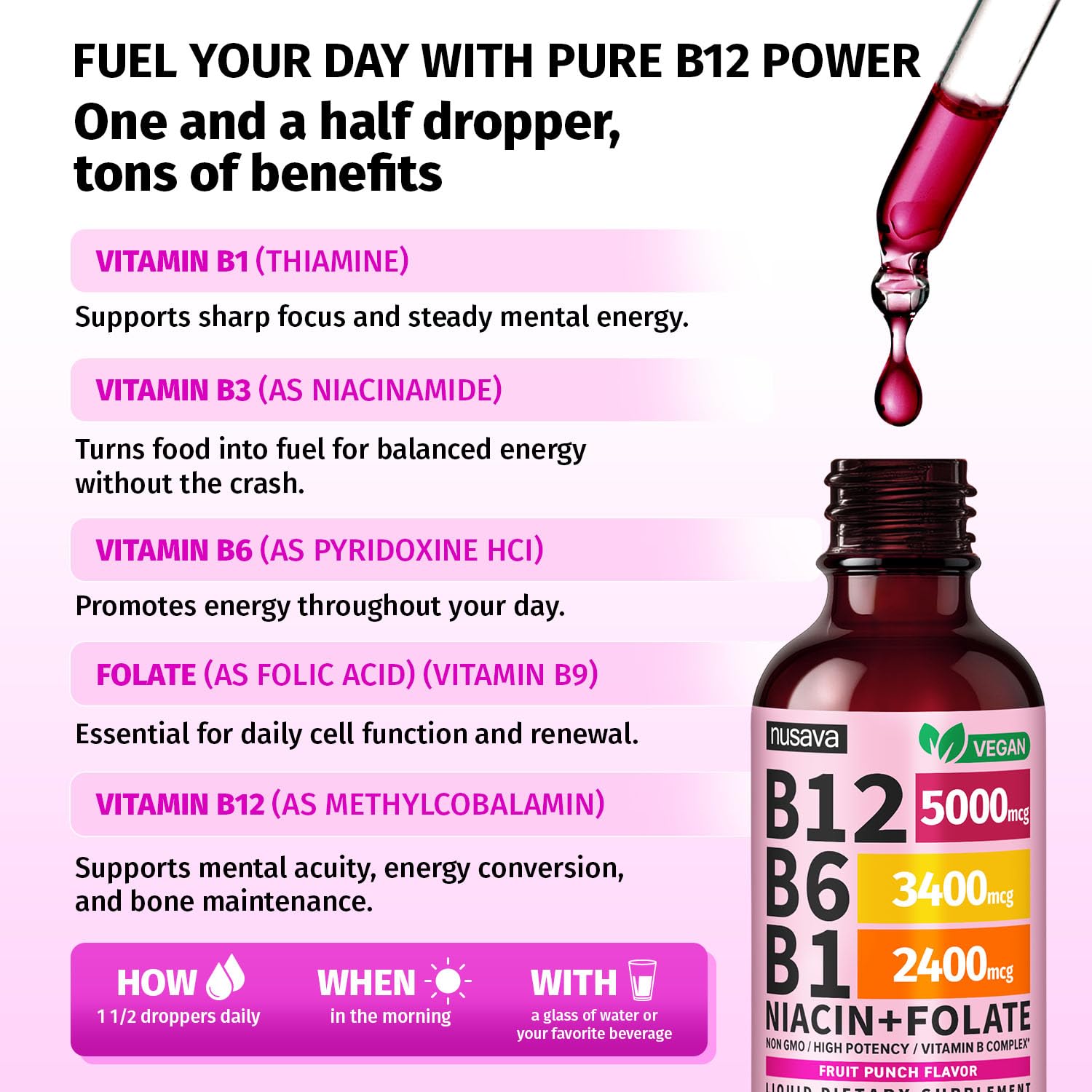 (2 Pack) Vitamin B12 and B6 Liquid Drops, B12 Sublingual Vitamin B Complex - B 12 Vitamin 5000mcg - B12 Methylcobalamin for Energy, Brain, and Heart Support - Maple Wellness Supplements