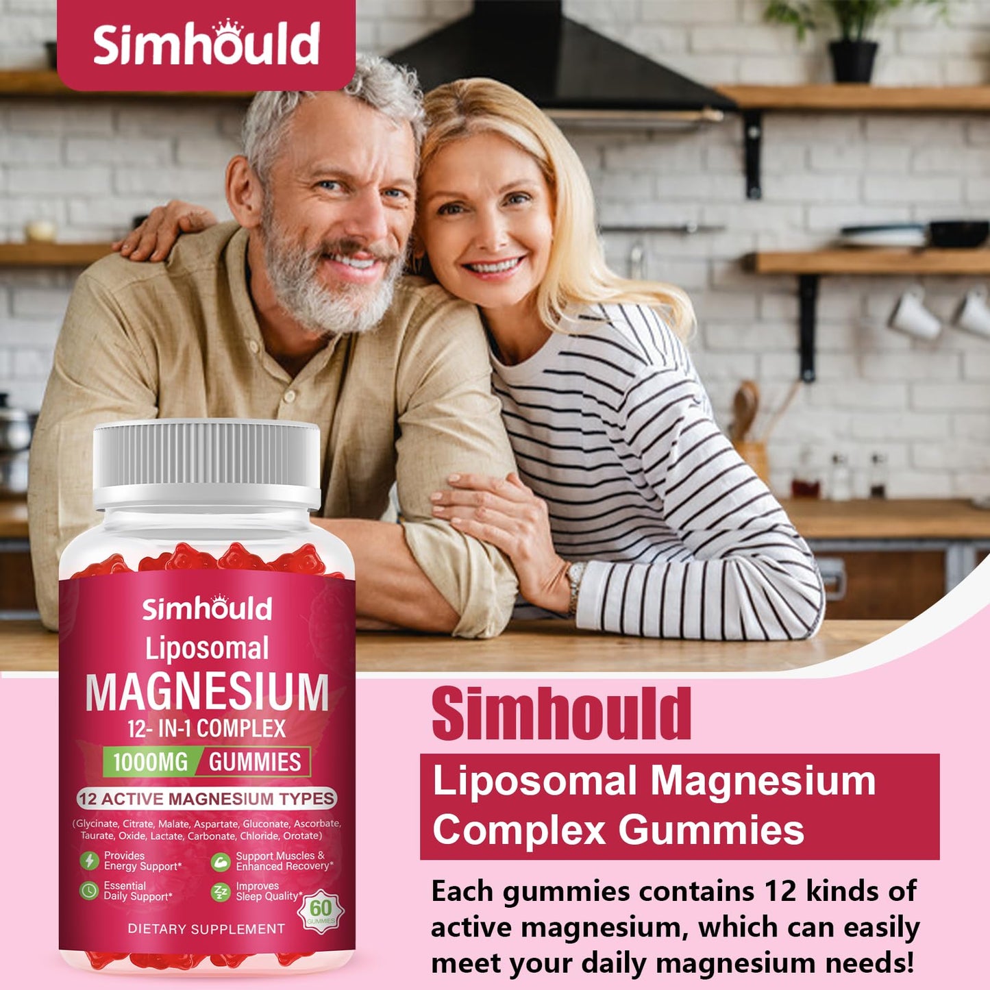 2 Packs Liposomal Magnesium Complex Gummies-as 12 Forms of Magnesium Citrate,Glycinate,Malate,Oxide,and More with Vitamin D3, B6,C, Ashwagandha & CoQ10 for Women and Men - Maple Wellness Supplements