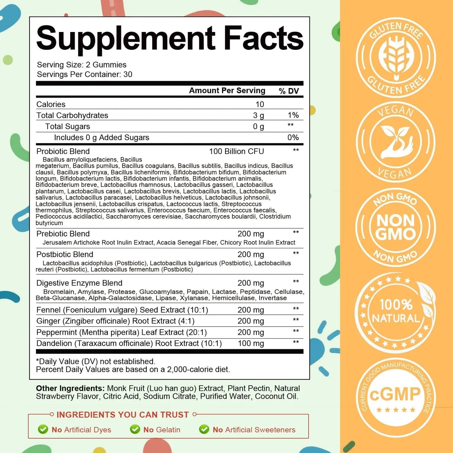 (2 Packs) Totaria Sugar Free 5-in-1 Probiotic Prebiotic Postbiotic Gummy, Probiotics for Women Men with Digestive Enzymes, Peppermint, Complete Immune, Gut & Digestive Support, Vegan Strawberry Flavor - Maple Wellness Supplements