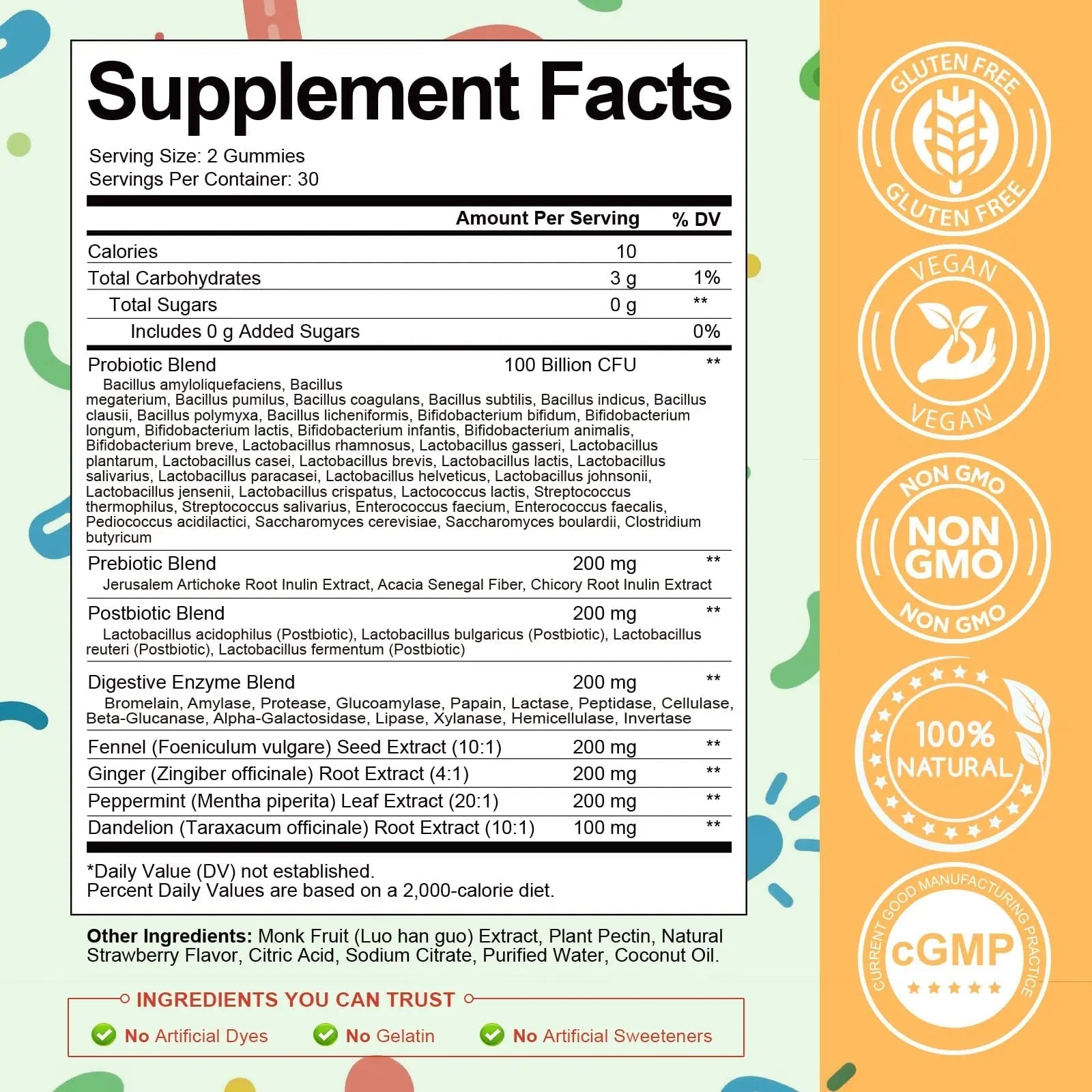(2 Packs) Totaria Sugar Free 5-in-1 Probiotic Prebiotic Postbiotic Gummy, Probiotics for Women Men with Digestive Enzymes, Peppermint, Complete Immune, Gut & Digestive Support, Vegan Strawberry Flavor - Maple Wellness Supplements