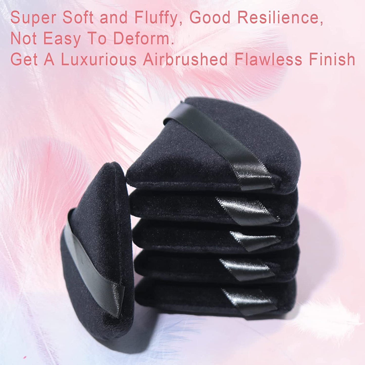 2 Pcs EVAOUXIU Triangle Powder Puff for Face Powder, Soft Plush Setting Makeup Puff, Velour Cosmetic Foundation Blender Sponge Beauty Makeup Tools (Black) - Maple Wellness Supplements