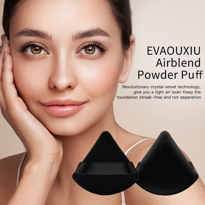 2 Pcs EVAOUXIU Triangle Powder Puff for Face Powder, Soft Plush Setting Makeup Puff, Velour Cosmetic Foundation Blender Sponge Beauty Makeup Tools (Black) - Maple Wellness Supplements