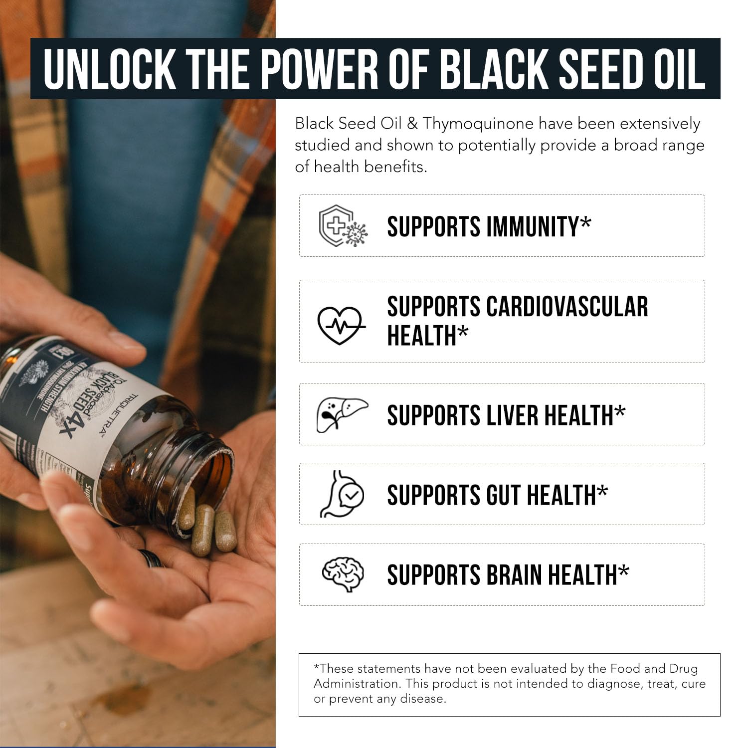 20% Thymoquinone Black Seed Extract Capsules - TQ-Advanced 4X®: Potent Thymoquinone Concentration Available - 60:1 Concentrate from Nigella Sativa - Maple Wellness Supplements