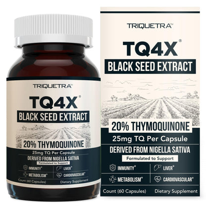 20% Thymoquinone Black Seed Extract Capsules - TQ-Advanced 4X®: Potent Thymoquinone Concentration Available - 60:1 Concentrate from Nigella Sativa - Maple Wellness Supplements