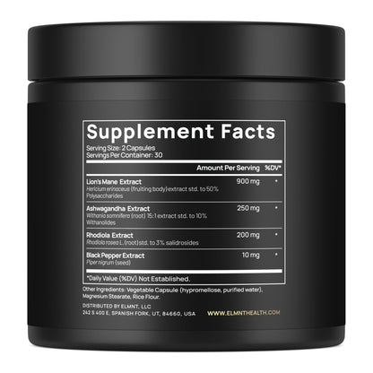 20,000mg 16x Strength Lions Mane Supplement Capsules Super Nootropic w. Ashwagandha & Rhodiola - Highest Potency Lion's Mane Mushroom Extract 50% Polysaccharides Brain Supplements for Memory and Focus - Maple Wellness Supplements