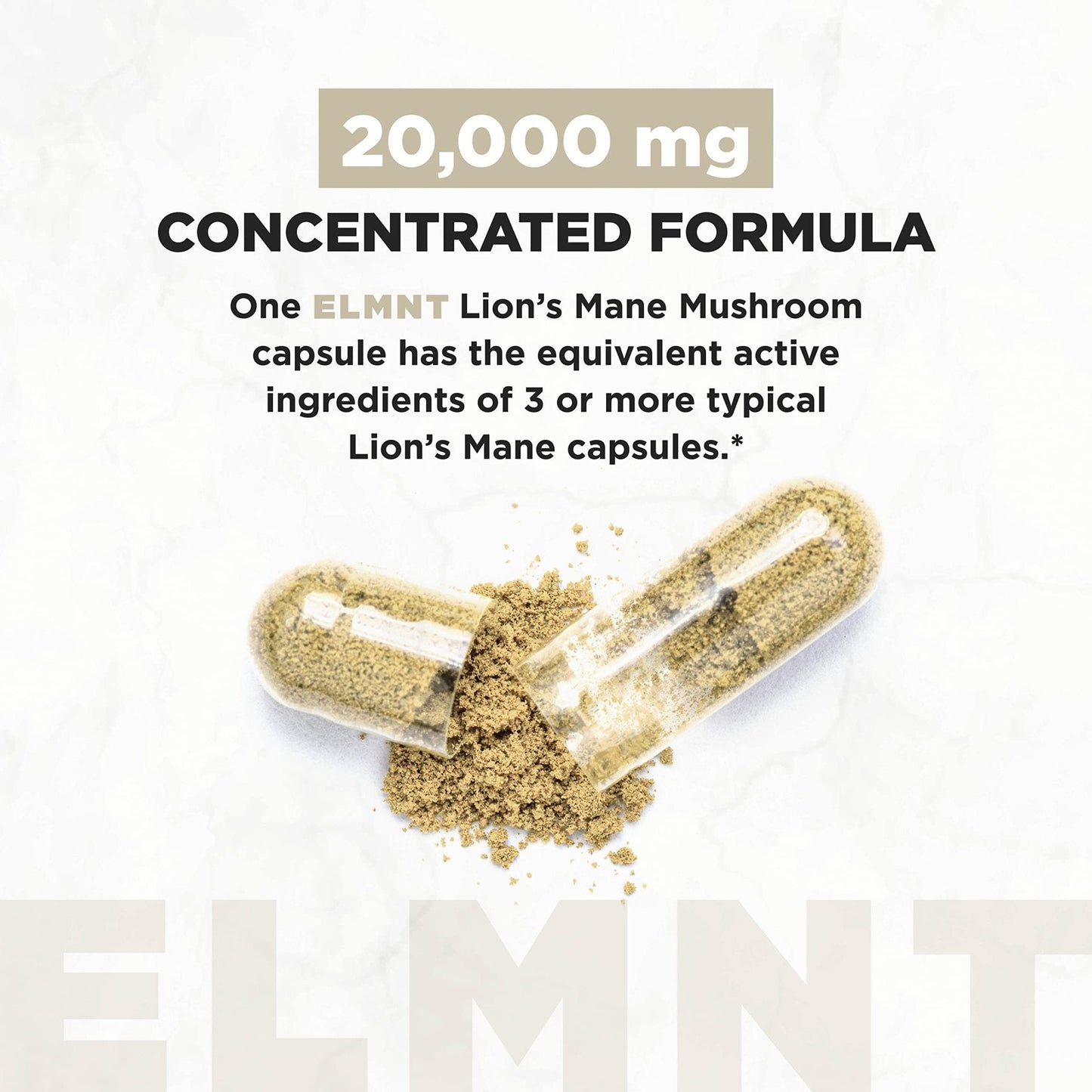 20,000mg 16x Strength Lions Mane Supplement Capsules Super Nootropic w. Ashwagandha & Rhodiola - Highest Potency Lion's Mane Mushroom Extract 50% Polysaccharides Brain Supplements for Memory and Focus - Maple Wellness Supplements