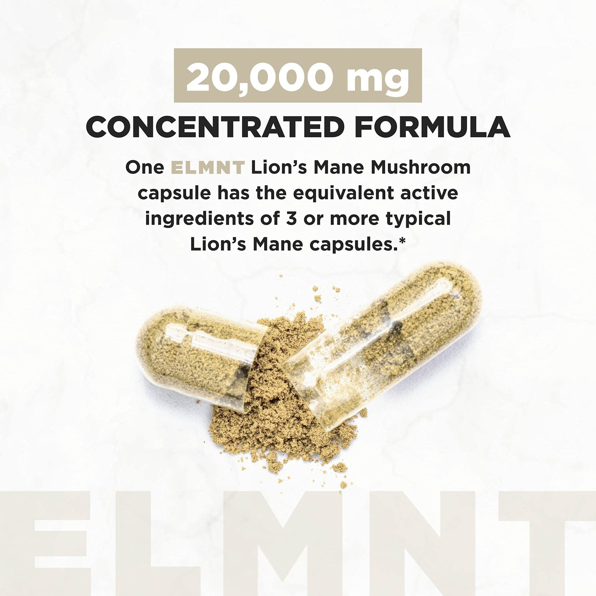 20,000mg 16x Strength Lions Mane Supplement Capsules Super Nootropic w. Ashwagandha & Rhodiola - Highest Potency Lion's Mane Mushroom Extract 50% Polysaccharides Brain Supplements for Memory and Focus - Maple Wellness Supplements