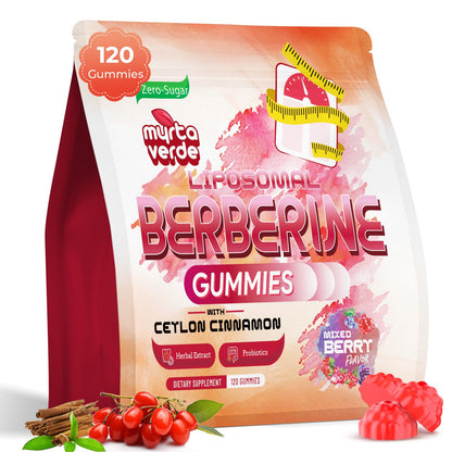 2000mg Liposomal Berberine Supplement Gummies | High Potency Berberine HCI Activates AMPK with Ceylon Cinnamon | Advanced Absorption | Zero Sugar Mixed-Berry | 120 Count - Maple Wellness Supplements