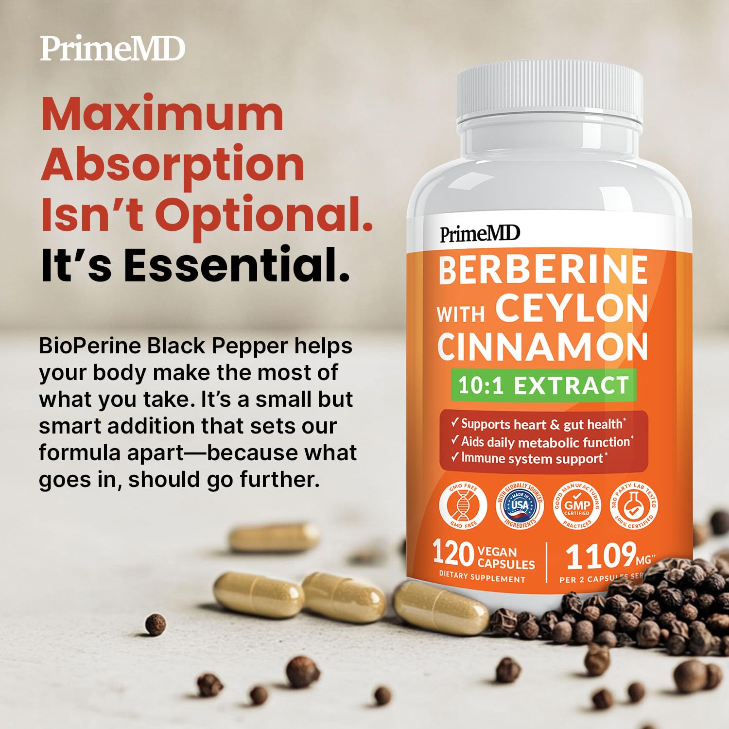 21-in-1 Berberine Supplement with Ceylon Cinnamon Capsules - Dihydroberberine with Chromium, Bitter Melon & Green Tea Extract - Berberine with Ceylon Cinnamon - Maple Wellness Supplements