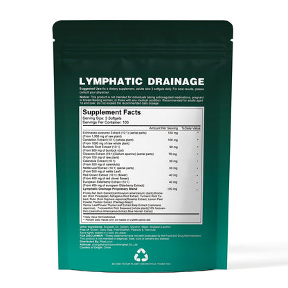 21-in-1 Liposomal Lymphatic Drainage Supplements, 100 Day Supply, 6000mg Lymph System Support for Women & Men with Echinacea, Dandelion, Burdock, Bromelain, Calendula, Turmeric & More, 300 Softgels - Maple Wellness Supplements