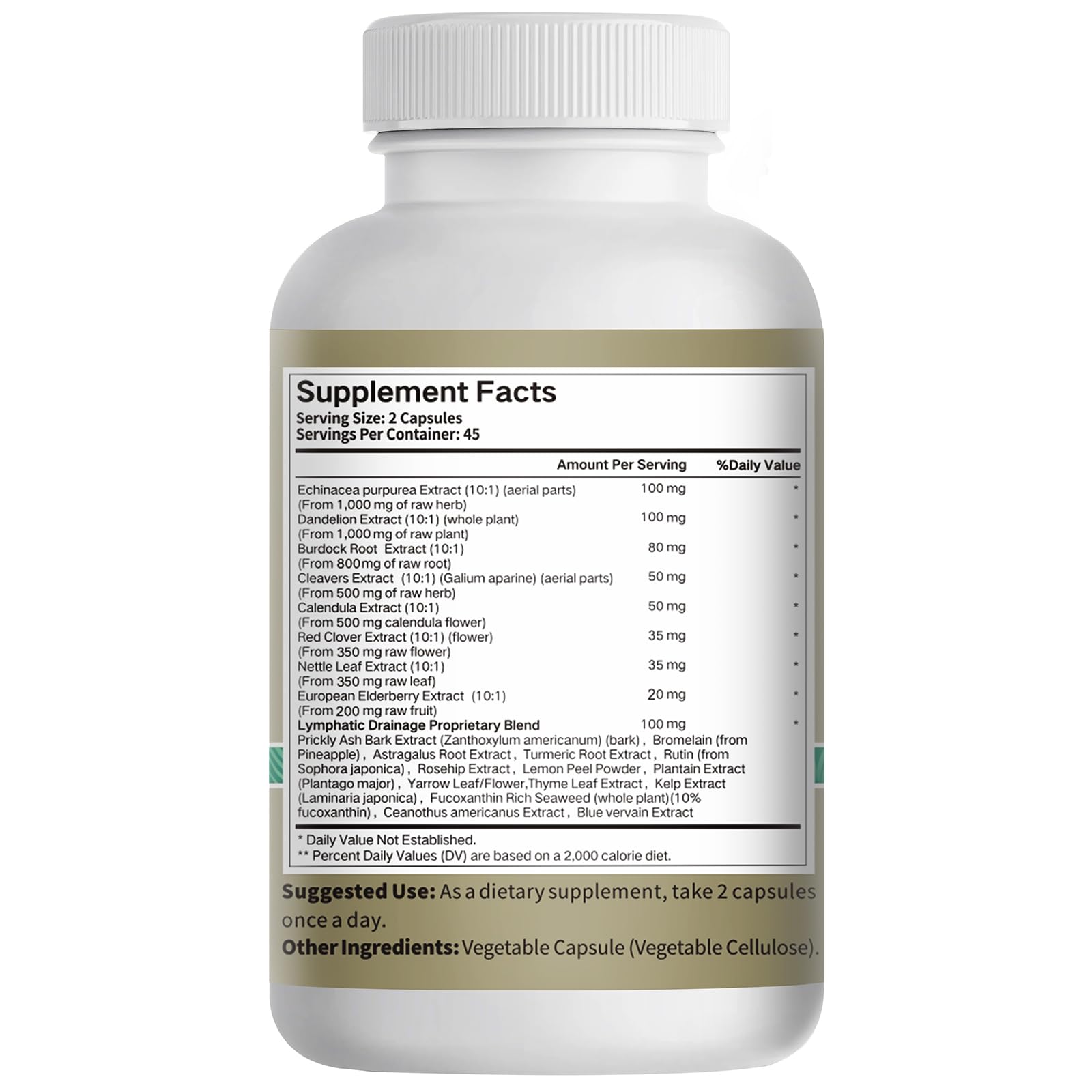 21-in-1 Liposome Lymphatic Drainage Supplements, 45 Day Supply, 4800mg Immune & Lymph System Support, 10:1 Concentrated Technology, Echinacea, Dandelion, Burdock, Bromelain, Calendula, 90 Capsules - Maple Wellness Supplements