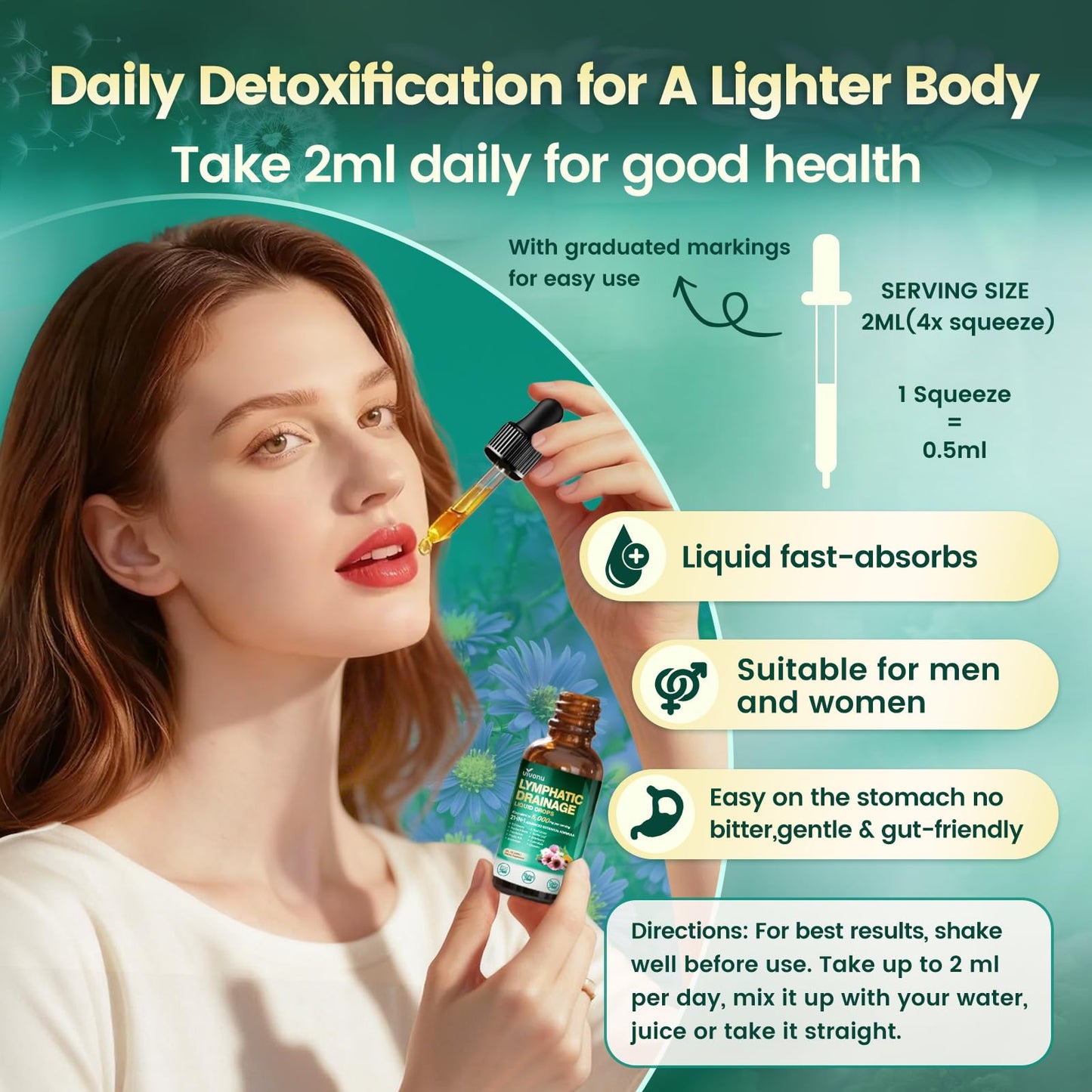 21-in-1 Lymphatic Drainage Drops for Liposomal, Immune & Lymph System Support Supplement for Women & Men with Echinacea, Dandelion - Maple Wellness Supplements