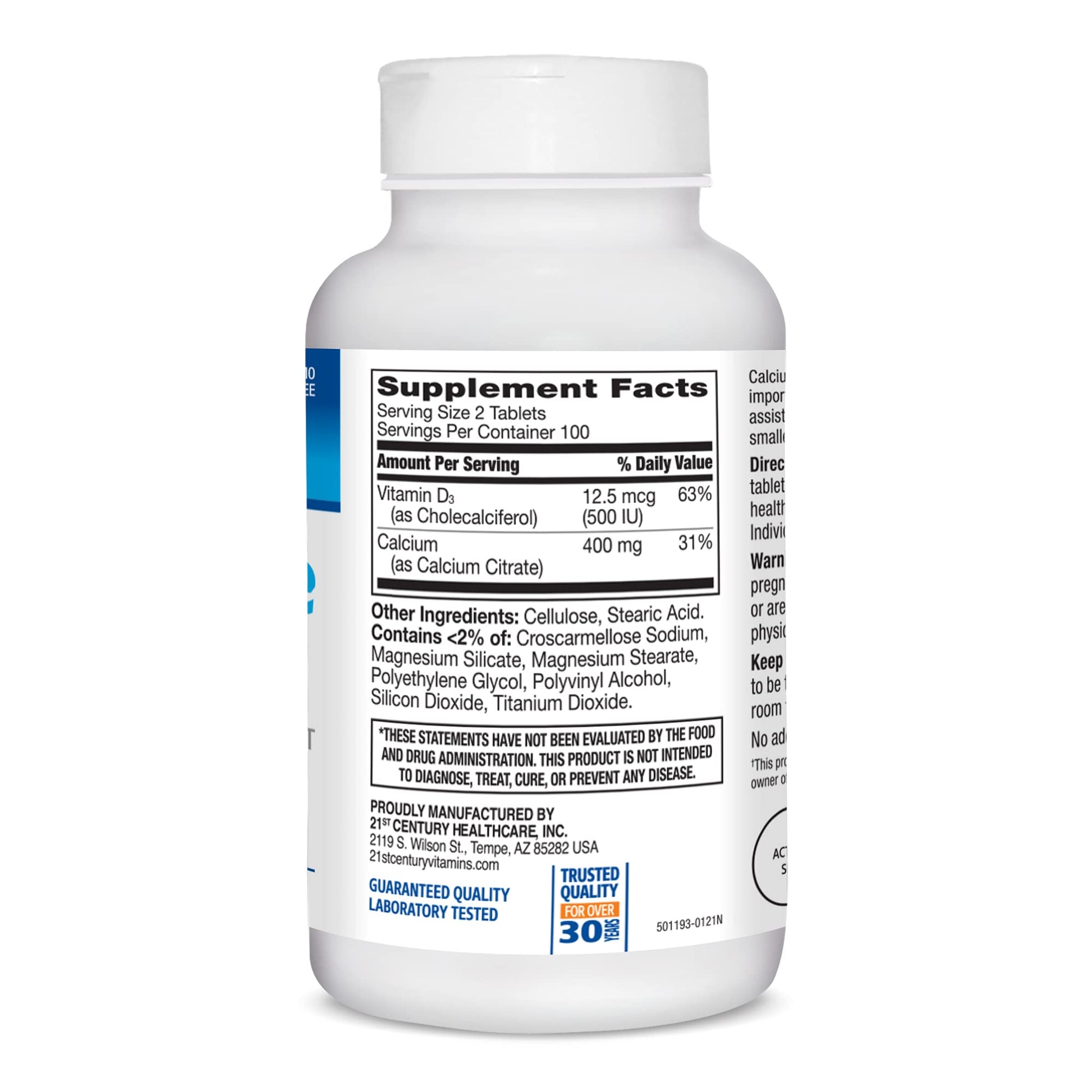21st Century Calcium Citrate + D3 Petites Coated Tablets 200 ea - Maple Wellness Supplements