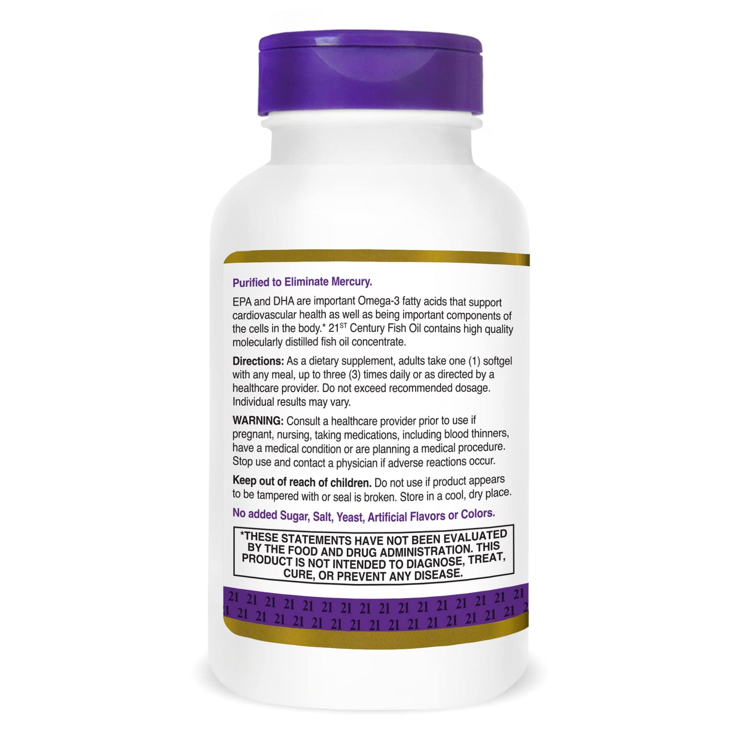 21st Century Fish Oil 1000 mg Softgels, (300 Count), Molecularly Distilled, Omega 3 Supplement with EPA & DHA, Purified to Eliminate Mercury, Supports Cardiovascular Health, Gluten Free & Non-GMO - Maple Wellness Supplements