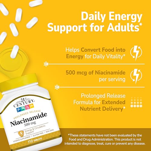 21st Century Niacinamide 500 mg Prolonged Release Tablets, 110 Count - Maple Wellness Supplements