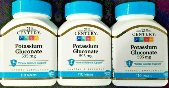 21st Century Potassium Gluconate 595mg Tablets 110ct - 3 Pack - Maple Wellness Supplements