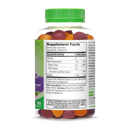 21st Century VitaJoy Fiber Gummies (Fruit Flavored, 90 Count), 5 g Fiber Per Serving for Digestive Support, Pectin-Based Prebiotic Gummies, Non-GMO, Vegan, Gluten Free, - Maple Wellness Supplements